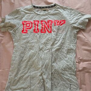 Gray T-Shirt with PINK Logo